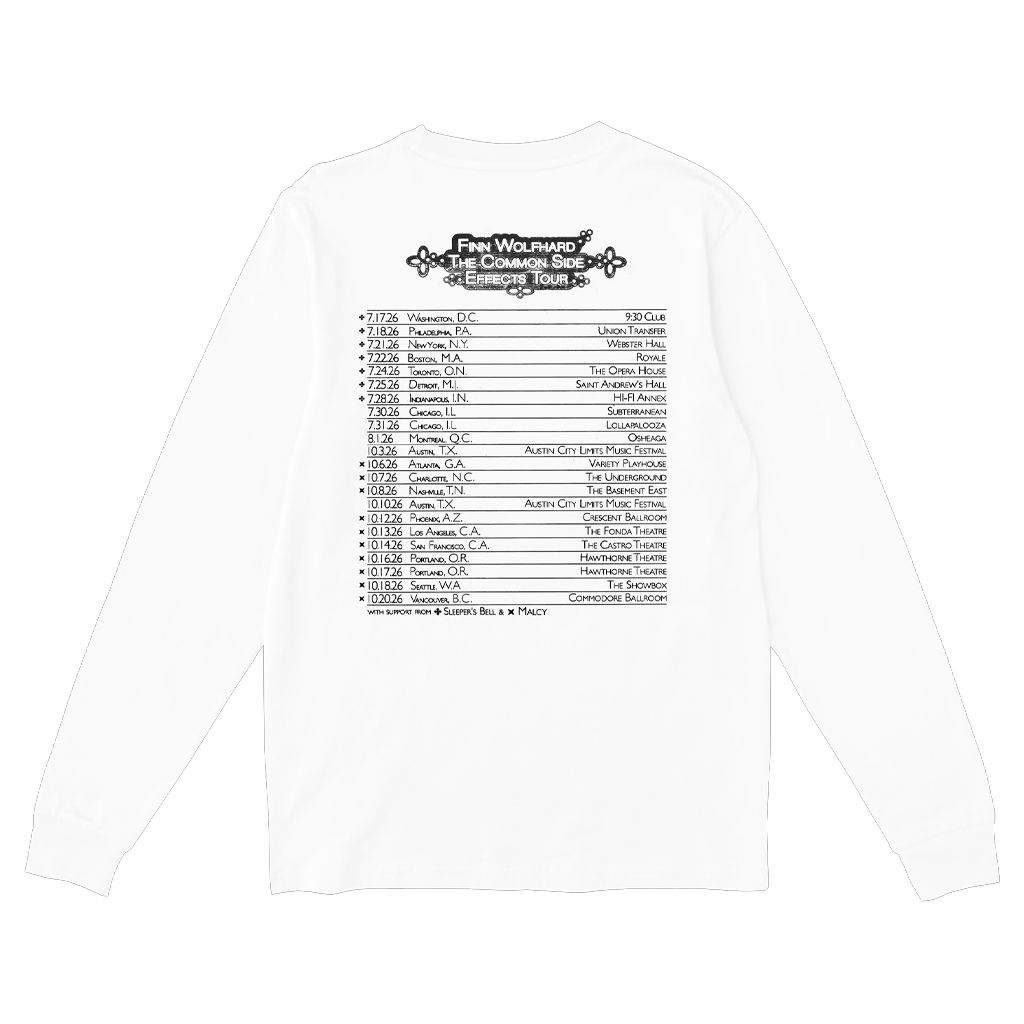 Finn Wolfhard Common Side Effects Tour Longsleeve T-Shirt - White - Finn  Wolfhard Store